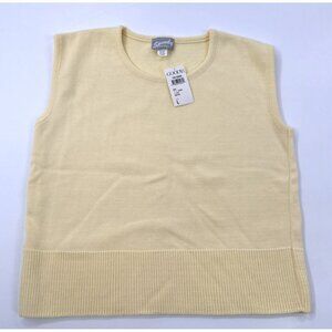 Vintage 80s Sleeveless Sweater Womens Large Yellow Academia Preppy Geek NWT